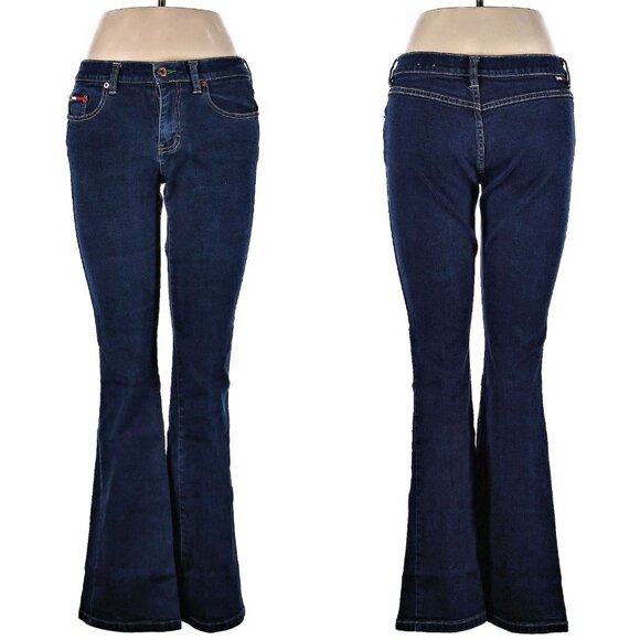 Vintage Y2K Tommy Jeans Dark Wash Boot Cut Pocketless Low Rise Size 9 - Picture 1 of 8